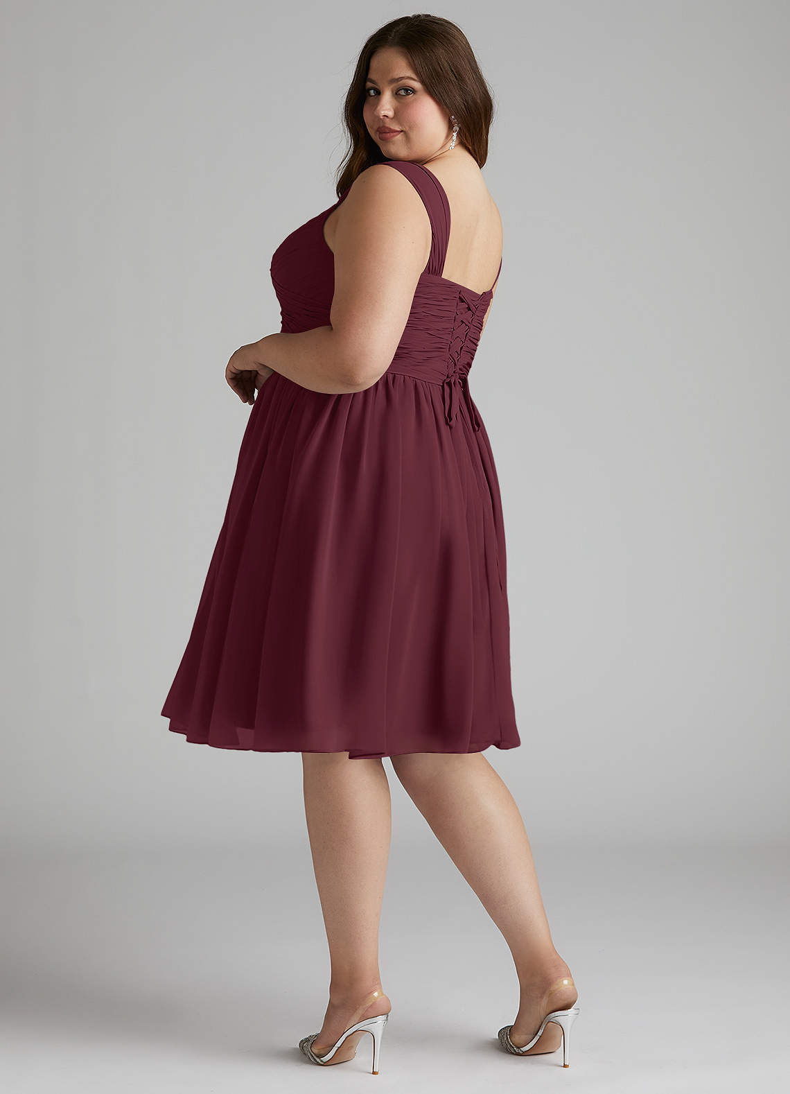 Azazie Angie Essayer des robes à la maison Robe Trapèze en Mousseline de soie Corset Agave image11