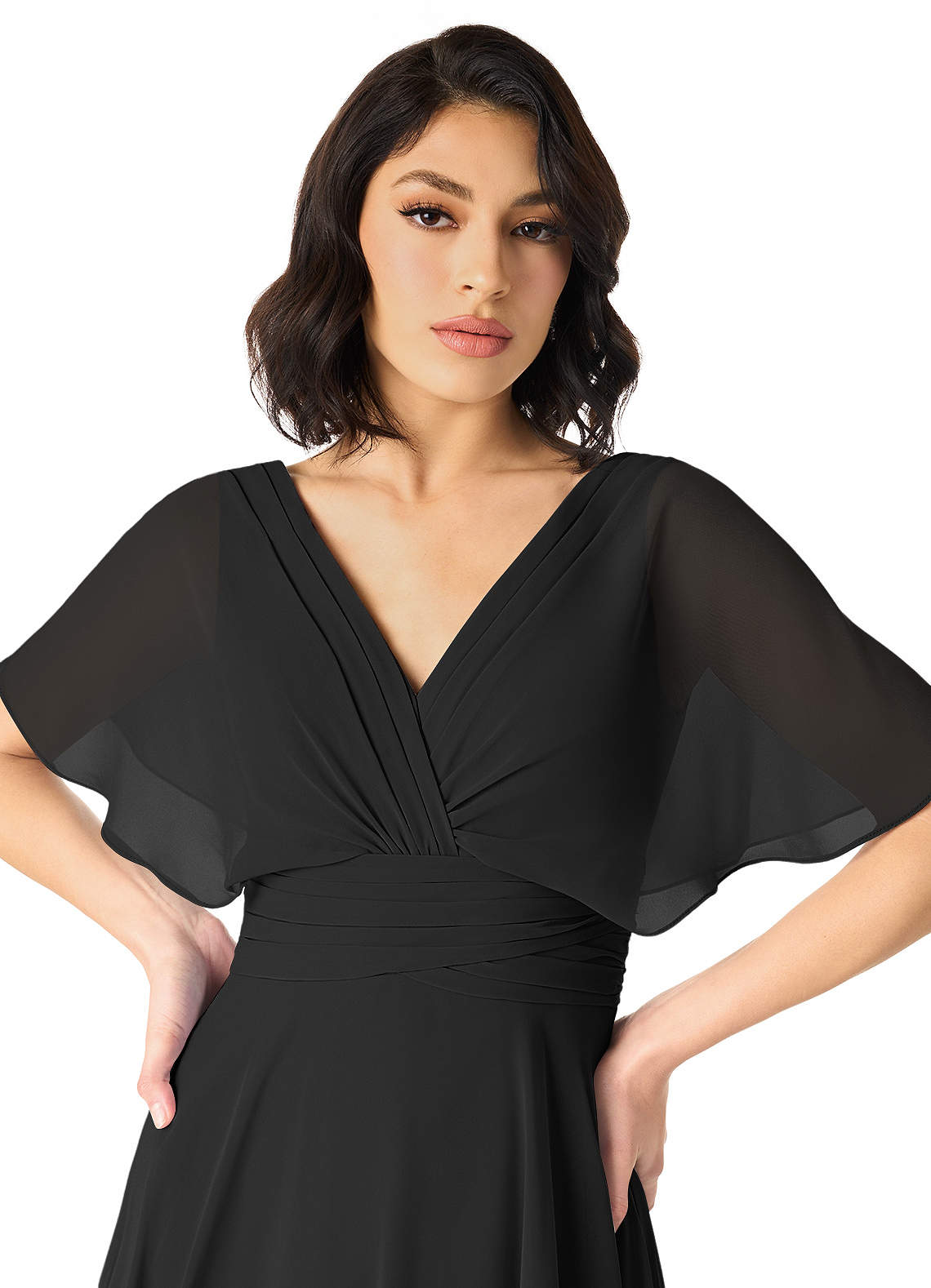 Azazie Pamela Black Chiffon Bridesmaid Dresses | Azazie DE