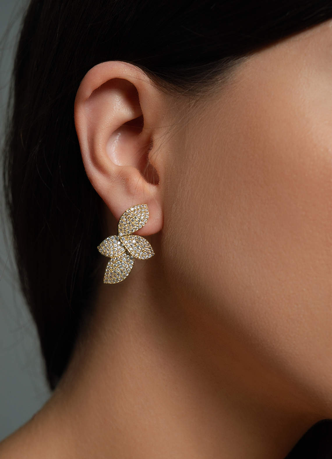 front Pendientes de hoja de diamante brillante