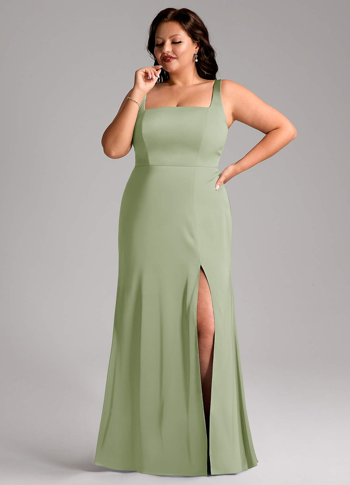 green emerald velvet dress Dusty Rose Satin Cowl Neck Bridesmaid Dress Sheath Floor-Length