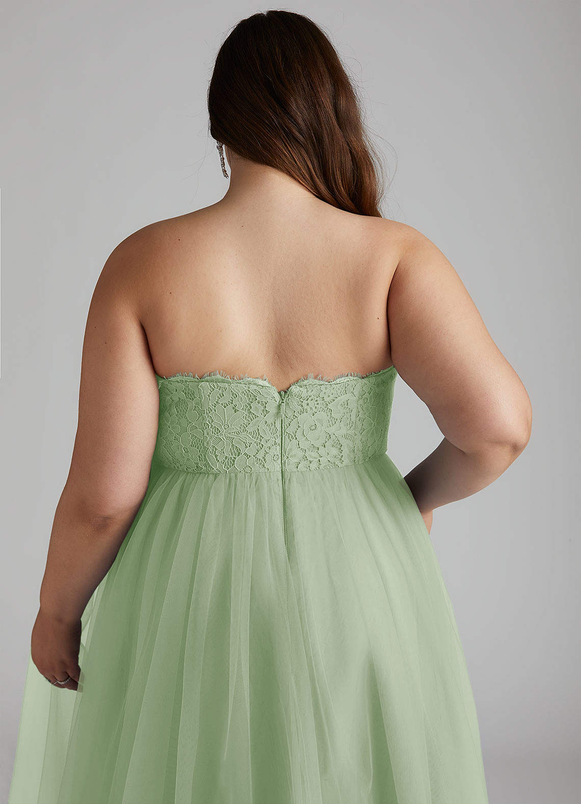 Azazie Plus Size A-Line Sweetheart Floor-Length Tulle Bridesmaid Dresses - Dusty Sage Azazie Roni Dusty Sage Bridesmaid Dresses | Azazie