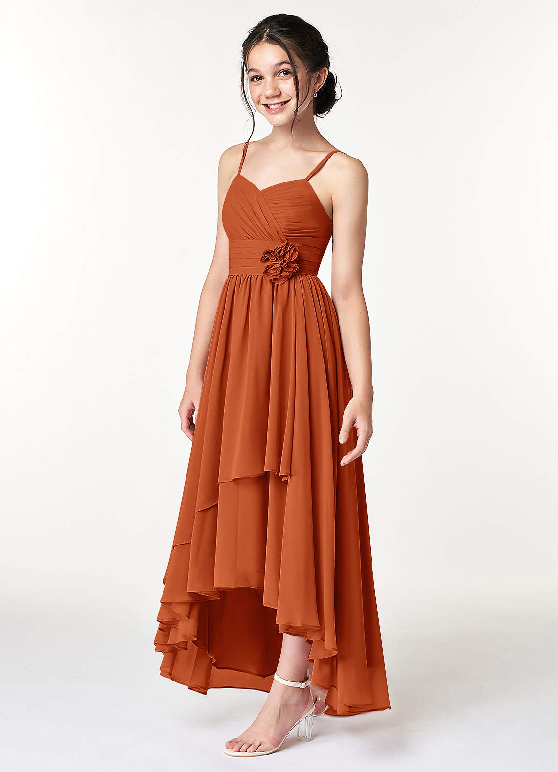 Azazie Catalina Junior Amethyst A-Line Ruched Chiffon Dress image2