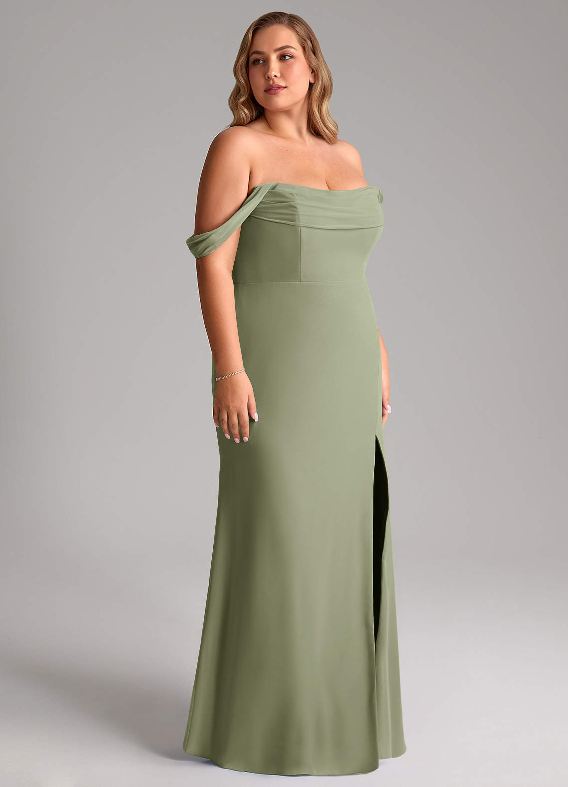 Azazie Saige Bridesmaid Dresses Pistachio A-Line Off the Shoulder Chiffon Convertible Dress image11
