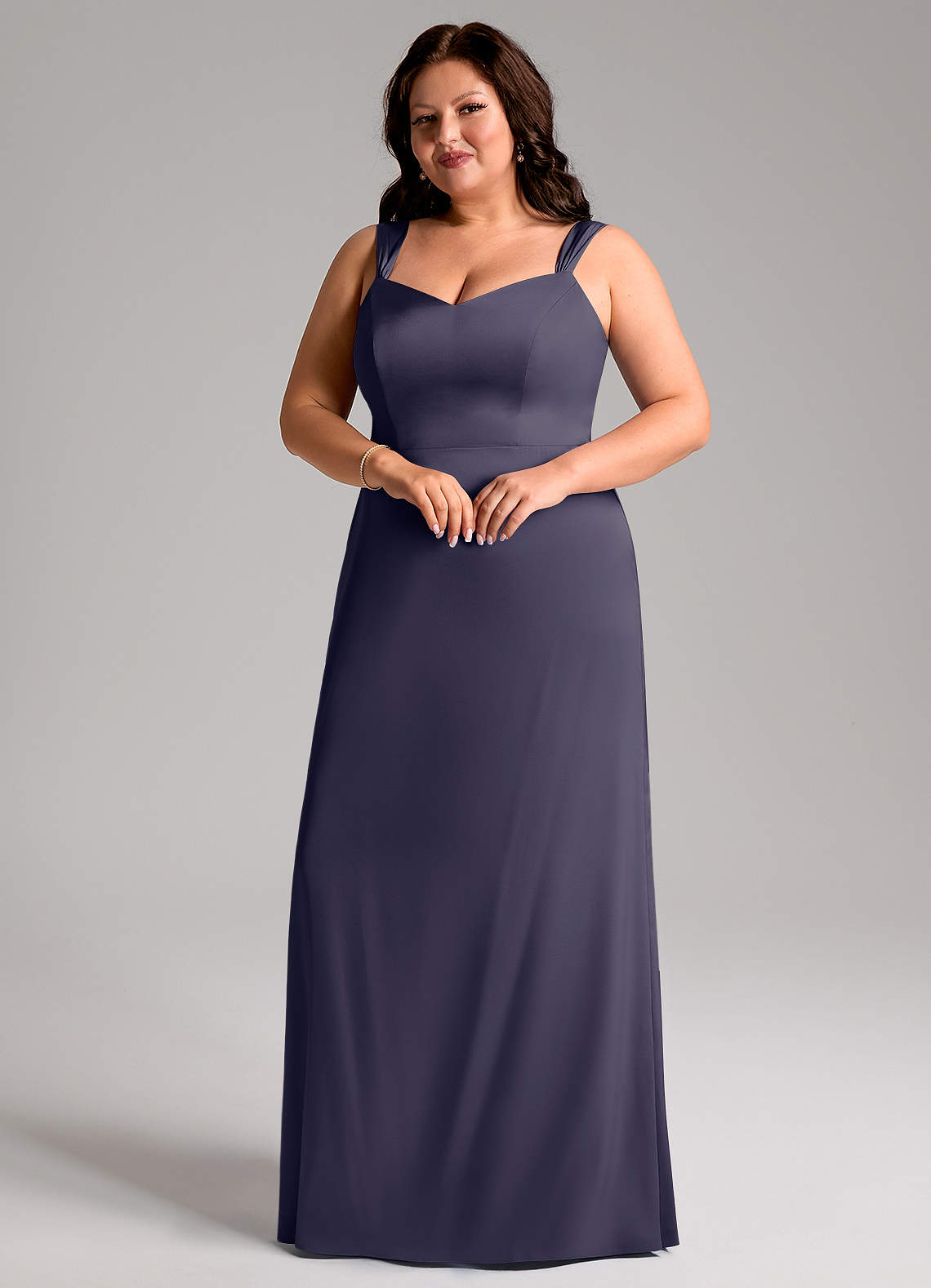 Azazie Denice Bridesmaid Dresses Stormy Sheath Pleated Stretch Satin Dress image5