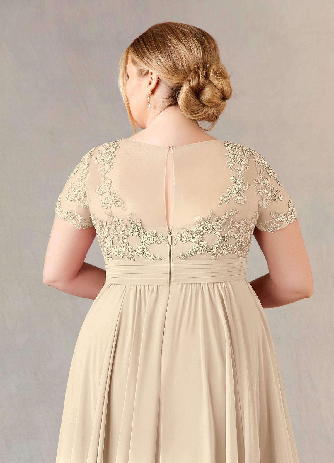 Azazie Annette Mother of the Bride Dresses Champagne A-Line Lace Chiffon Dress image11
