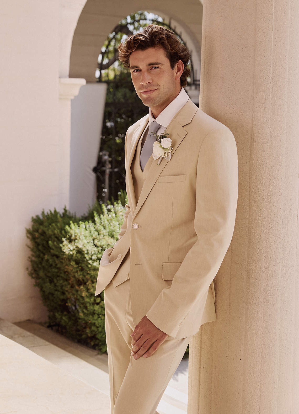 front Savile Bronzé Costume 3 pièces en laine mélangée