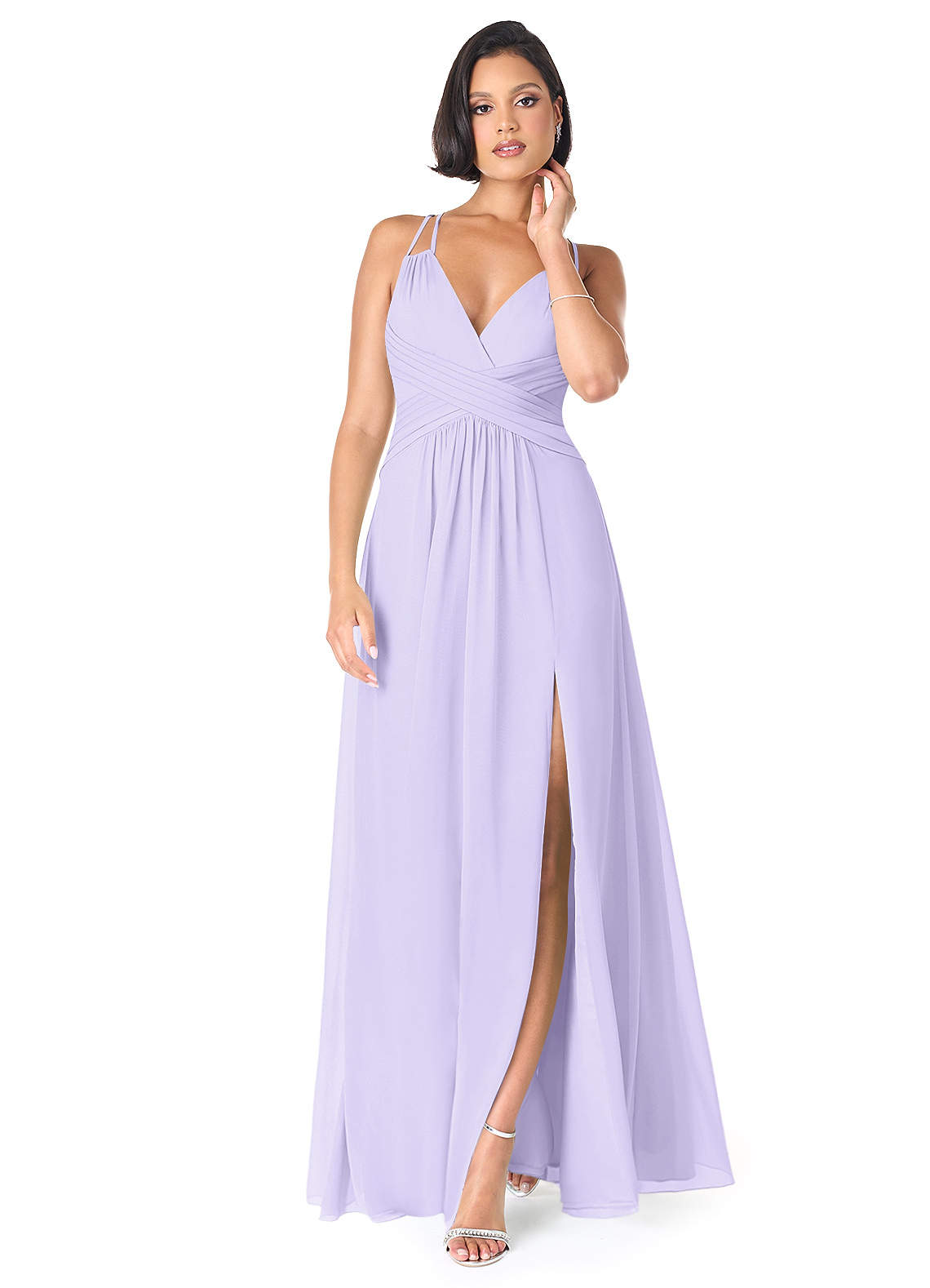 Azazie Farren Bridesmaid Dresses Lilac A-Line Pleated Chiffon Convertible Dress image1