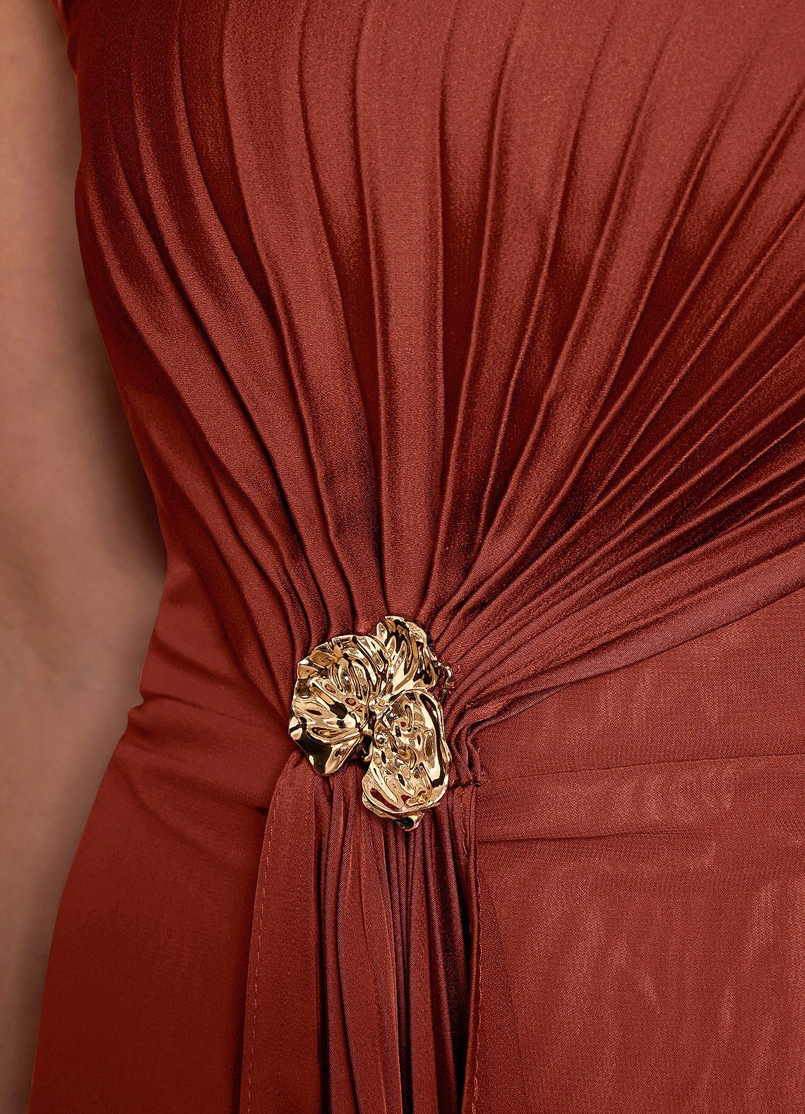 Azazie Dinanta Mother of the Bride Dresses Terracotta Column Pleated Chiffon Dress image7