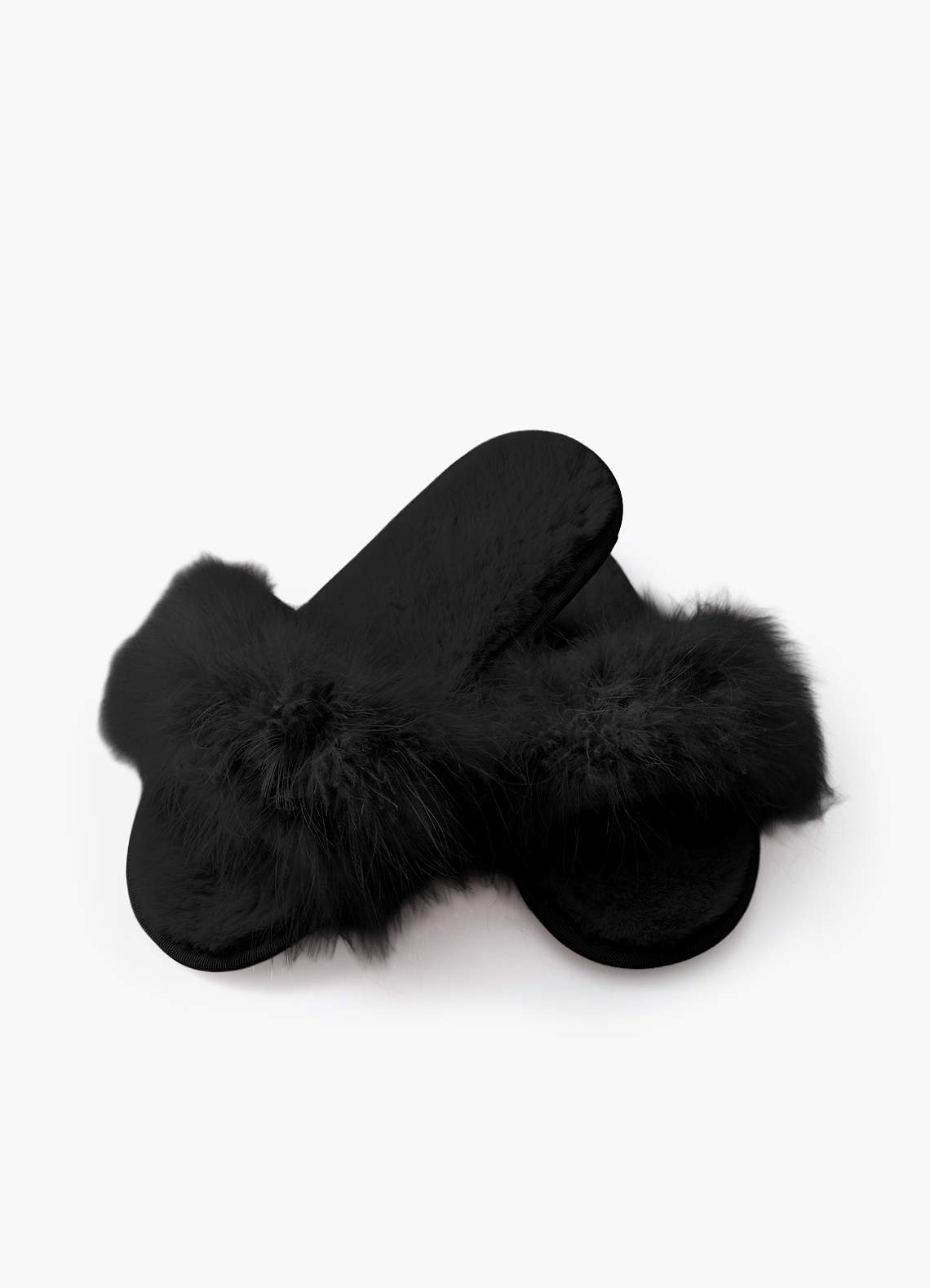 front Cross Band Fuzzy Slippers