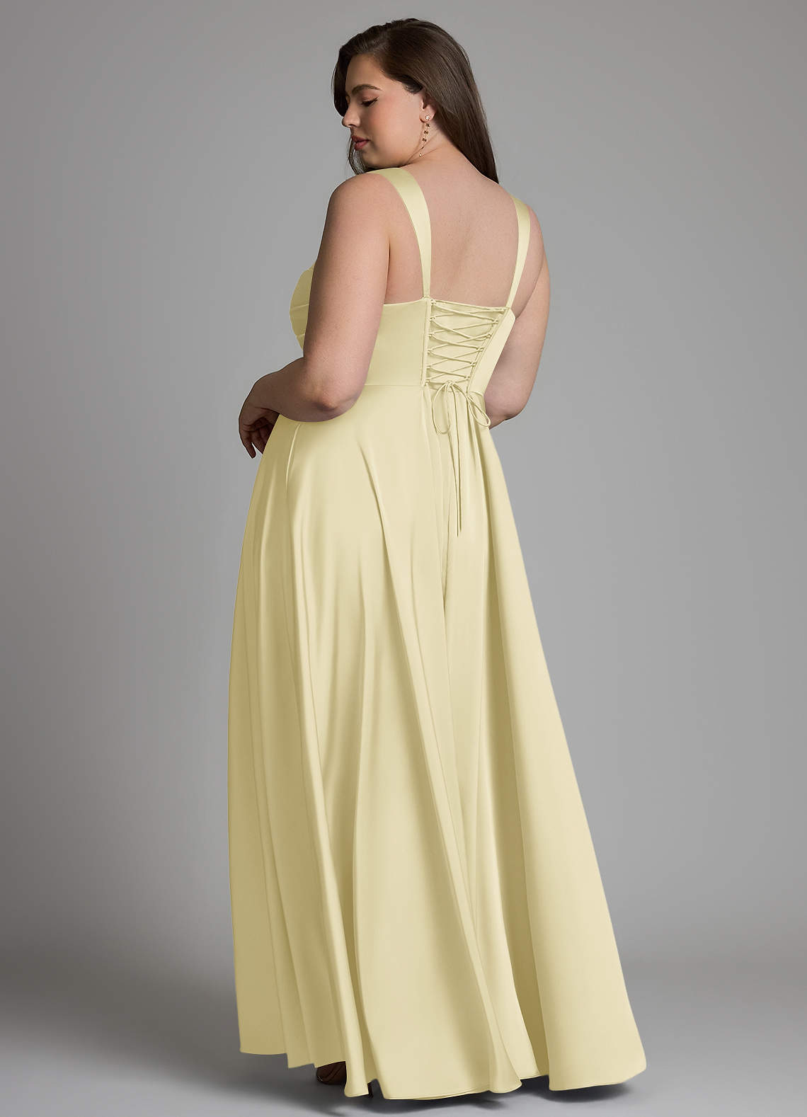 Azazie Azaria Bridesmaid Dresses Lemon Sorbet A-Line Corset Stretch Satin Dress image7