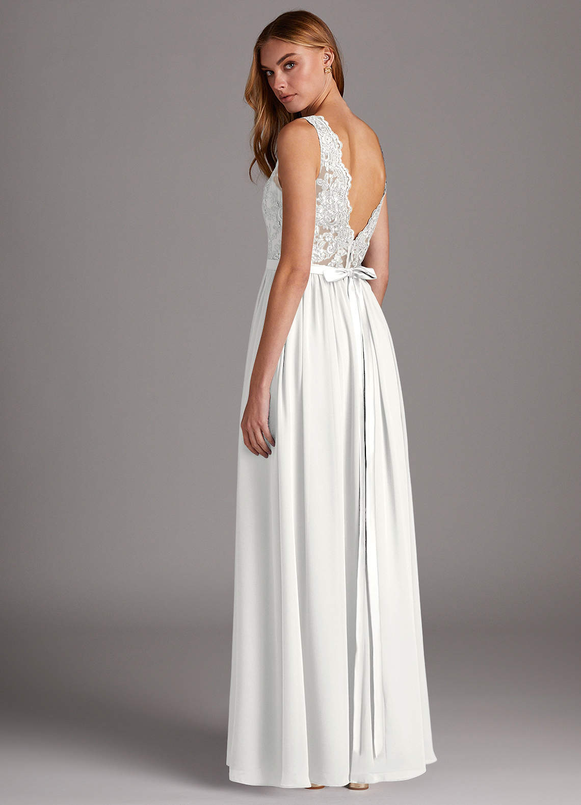 a-line scoop neck floor-length chiffon lace bridesmaid dress Long A line Scoop Neck Chiffon Floor Length Dress Lace Bridesmaid Dress