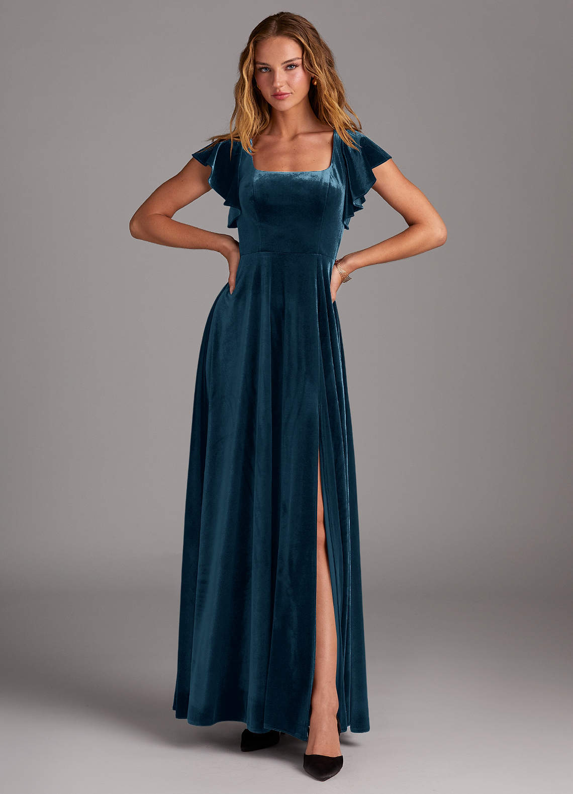 blue dress for baby girl Adrianna Papell Colorblocked Tuxedo Mikado Gown main image 0