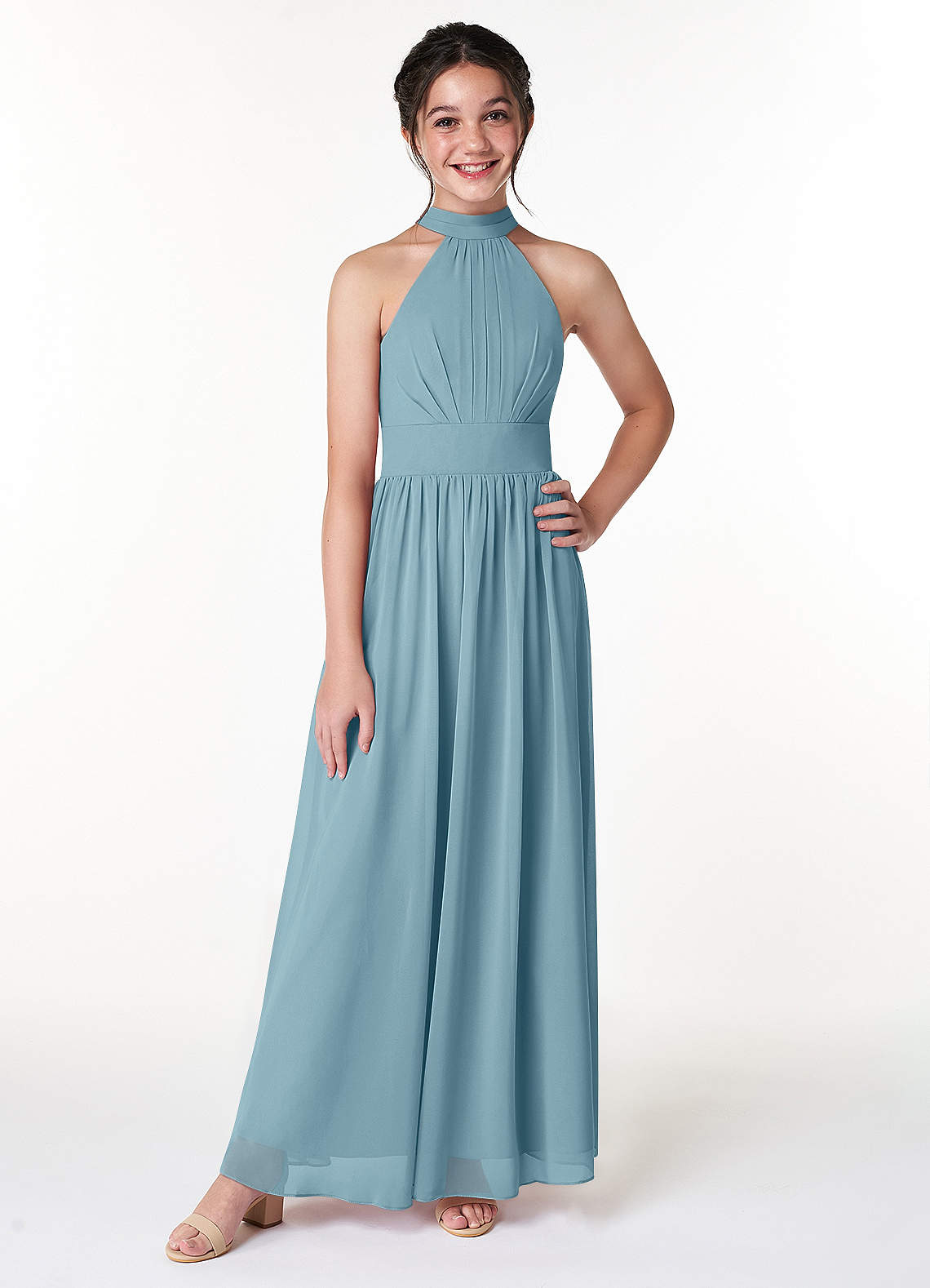 Azazie Iman Junior Bridesmaid Dress in Moody Blue Azazie