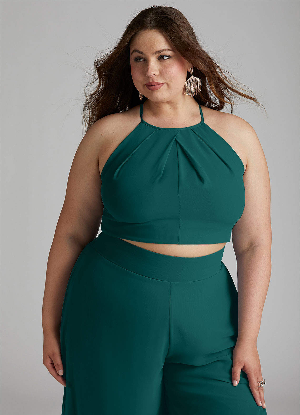 Azazie Kenzi Jumpsuit Peacock Chiffon Bridesmaid Dresses | Azazie