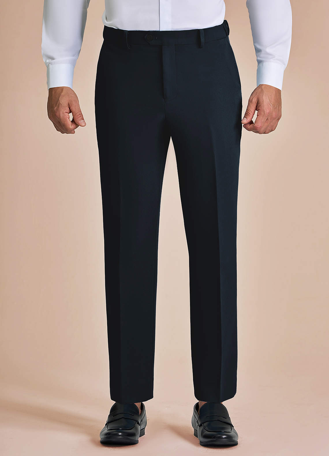 front James Navy Blue Structured Stretch Dress Pants