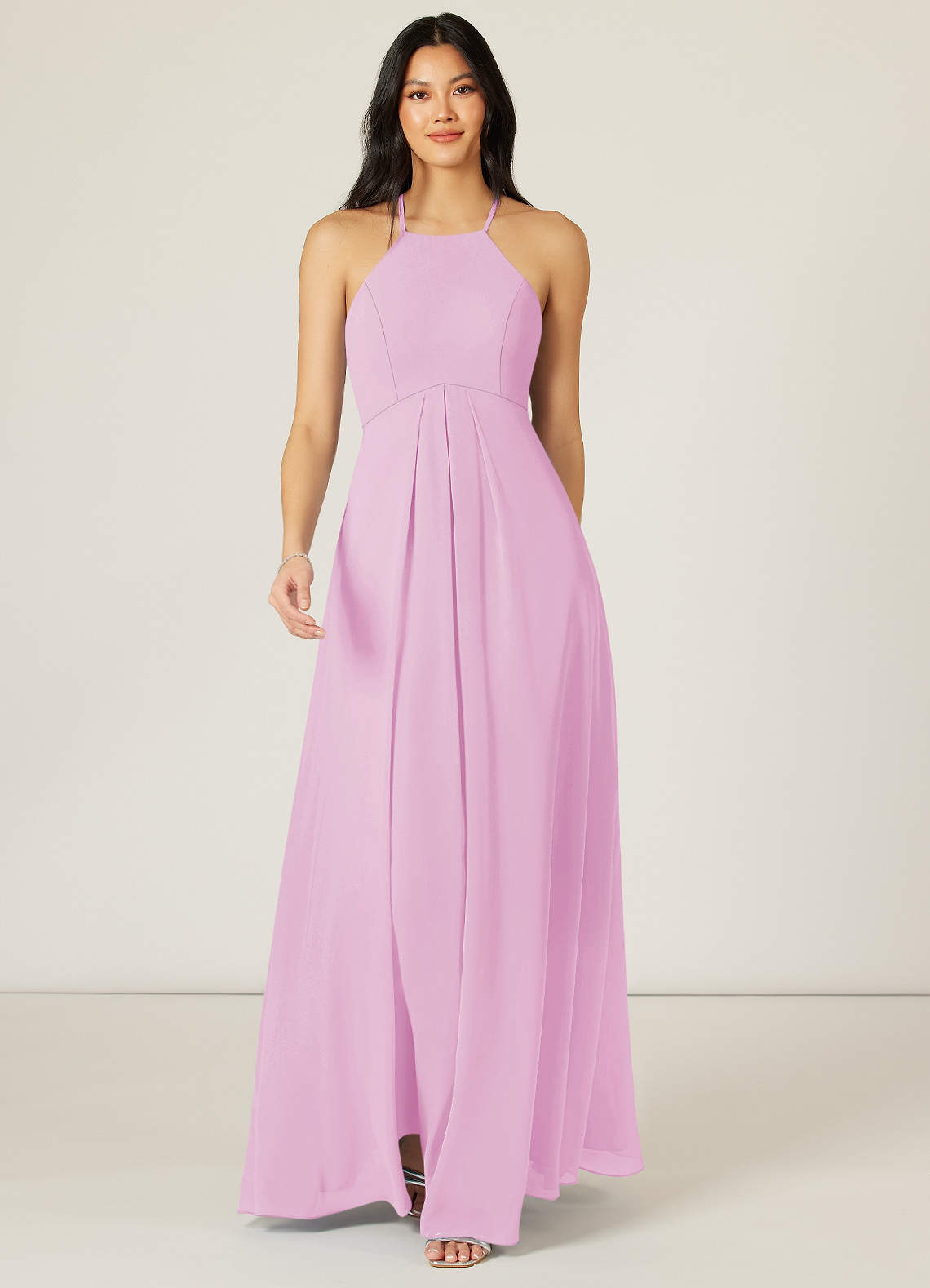Azazie Sarah Brautjungfernkleider Empire Plissee Chiffon Kleid Bonbonrosa image1