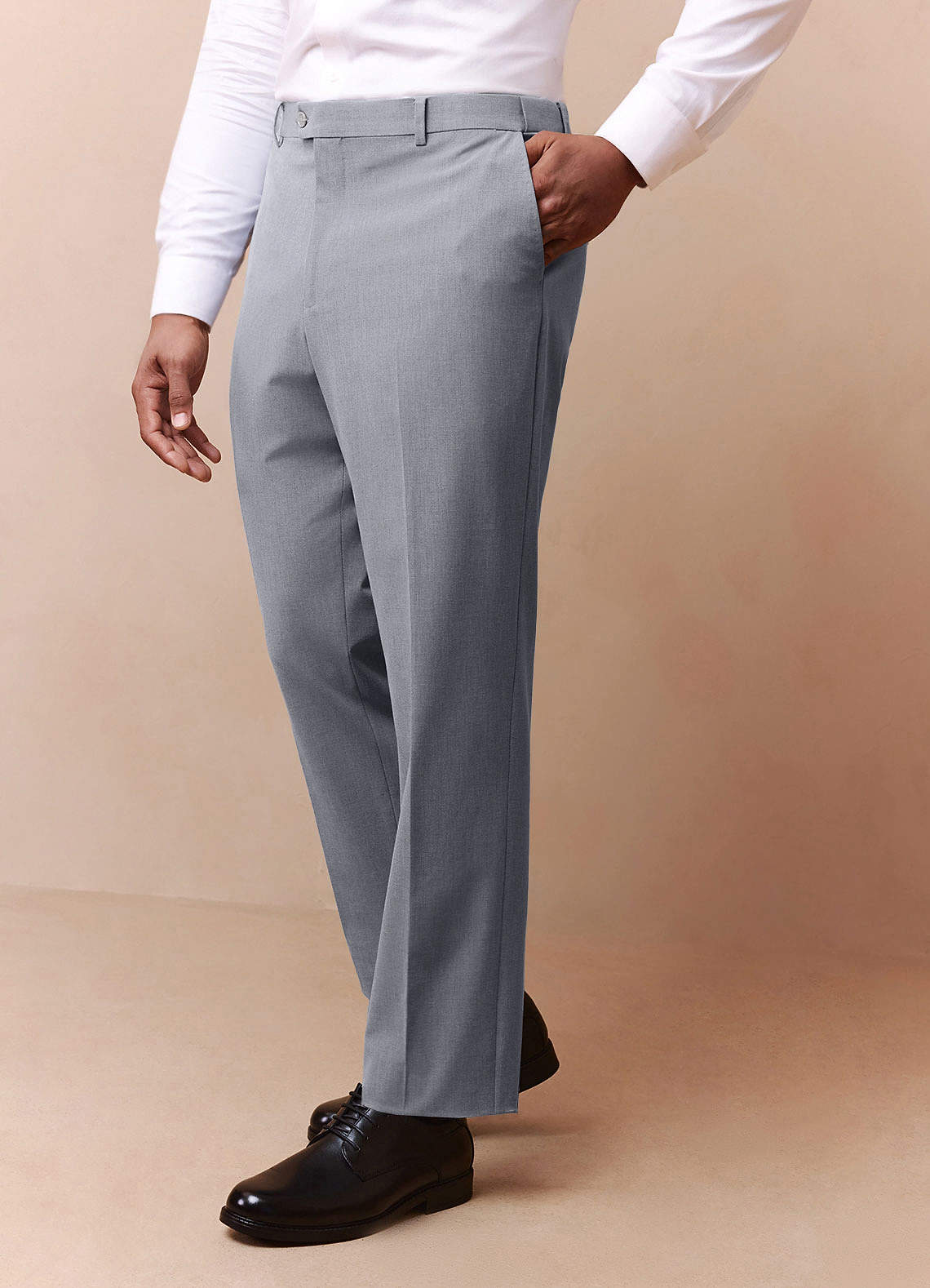front Savile Grey Wool Blend Dress Pants