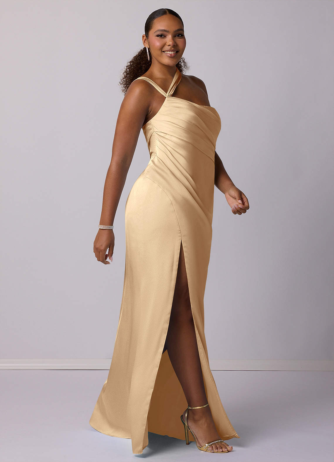 Barbie ♥ Azazie Bridesmaid Dresses Mermaid One Shoulder Stretch Satin Floor-Length Dress image3