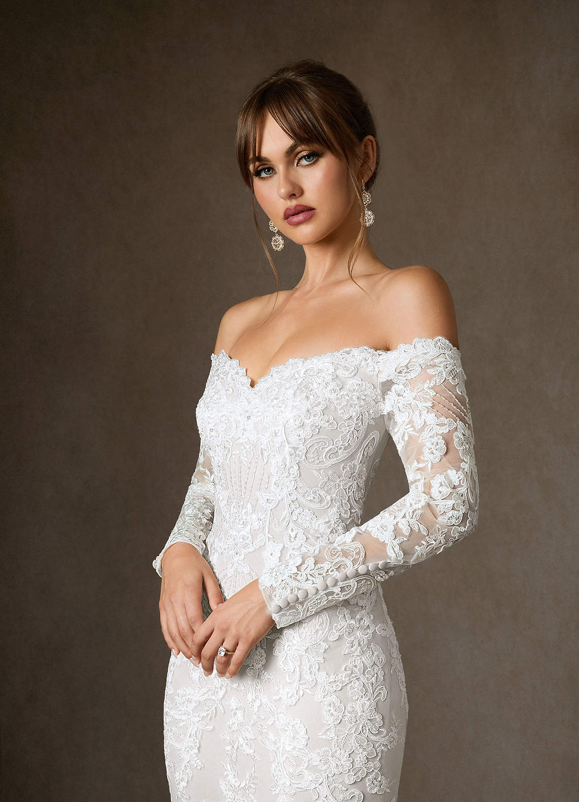 Azazie Empiria Wedding Dresses Diamond White Mermaid Sequins Tulle Dress image4