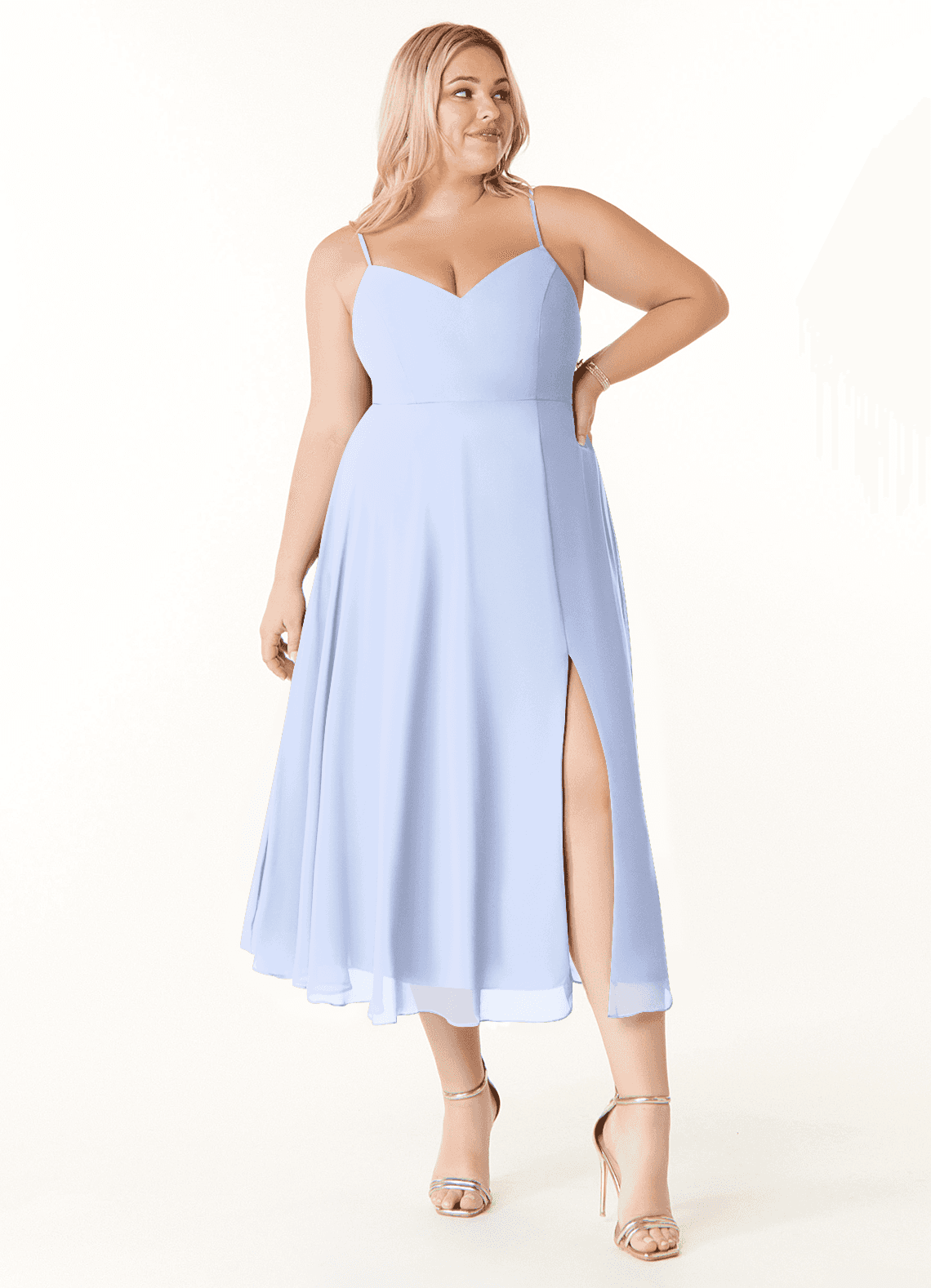 Azazie Clarissa Final Sale Ice A-Line V-Neck Chiffon Dress image1