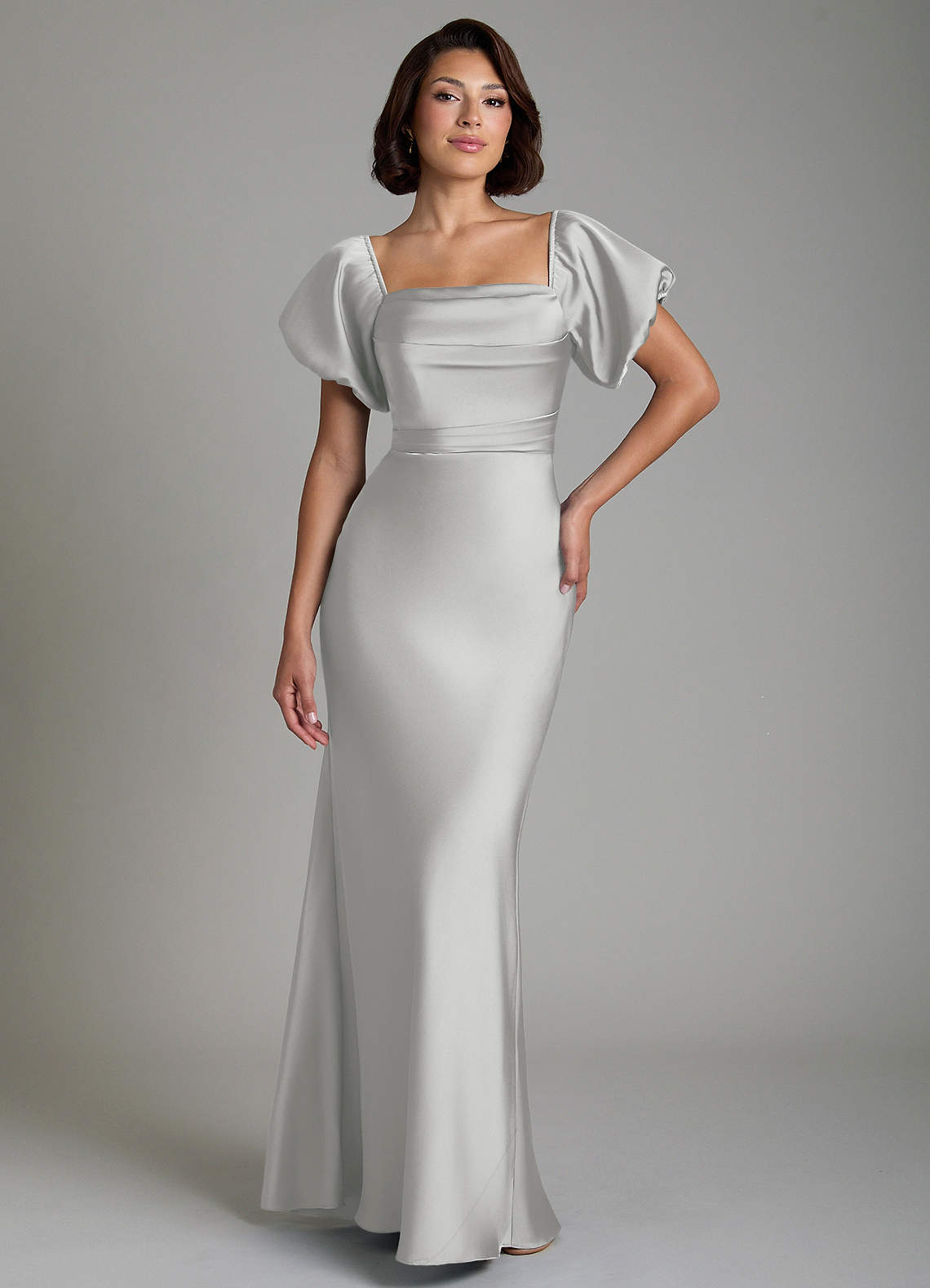 grey mermaid bridesmaid dress Azazie Lea Natural 7