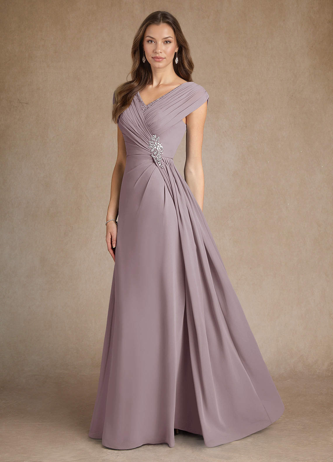Azazie Bronson Abiti per la Madre della Sposa Abito A-Line in Chiffon Plissettato Dusk image1