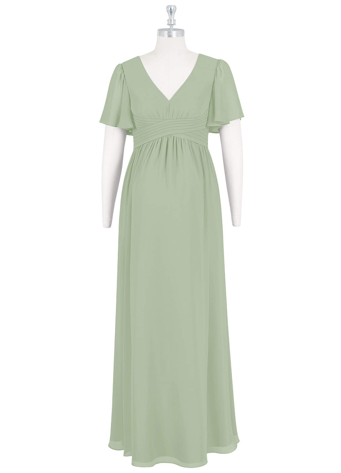 Azazie Verna Vestidos de dama de honra para maternidade Vestir Linha A Ruched Comprimento do chão Chiffon image6