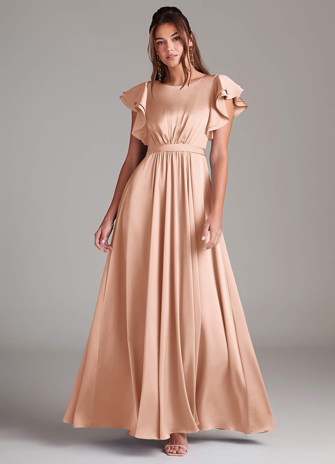 Azazie Daphne Rose Gold Modest Bridesmaid Dresses | Azazie
