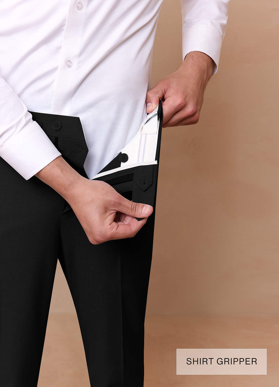 front Savile Black Wool Blend Dress Pants
