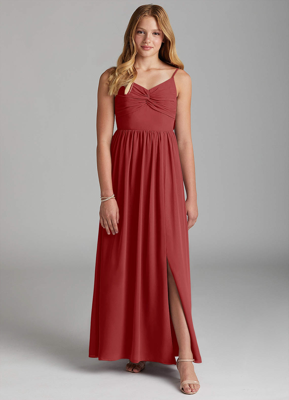 Azazie Zeya Junior A-Linie Chiffon Kleid Rost image1