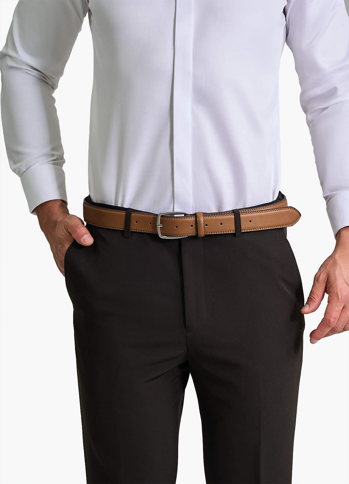 front 남성용 클래식 가죽 벨트