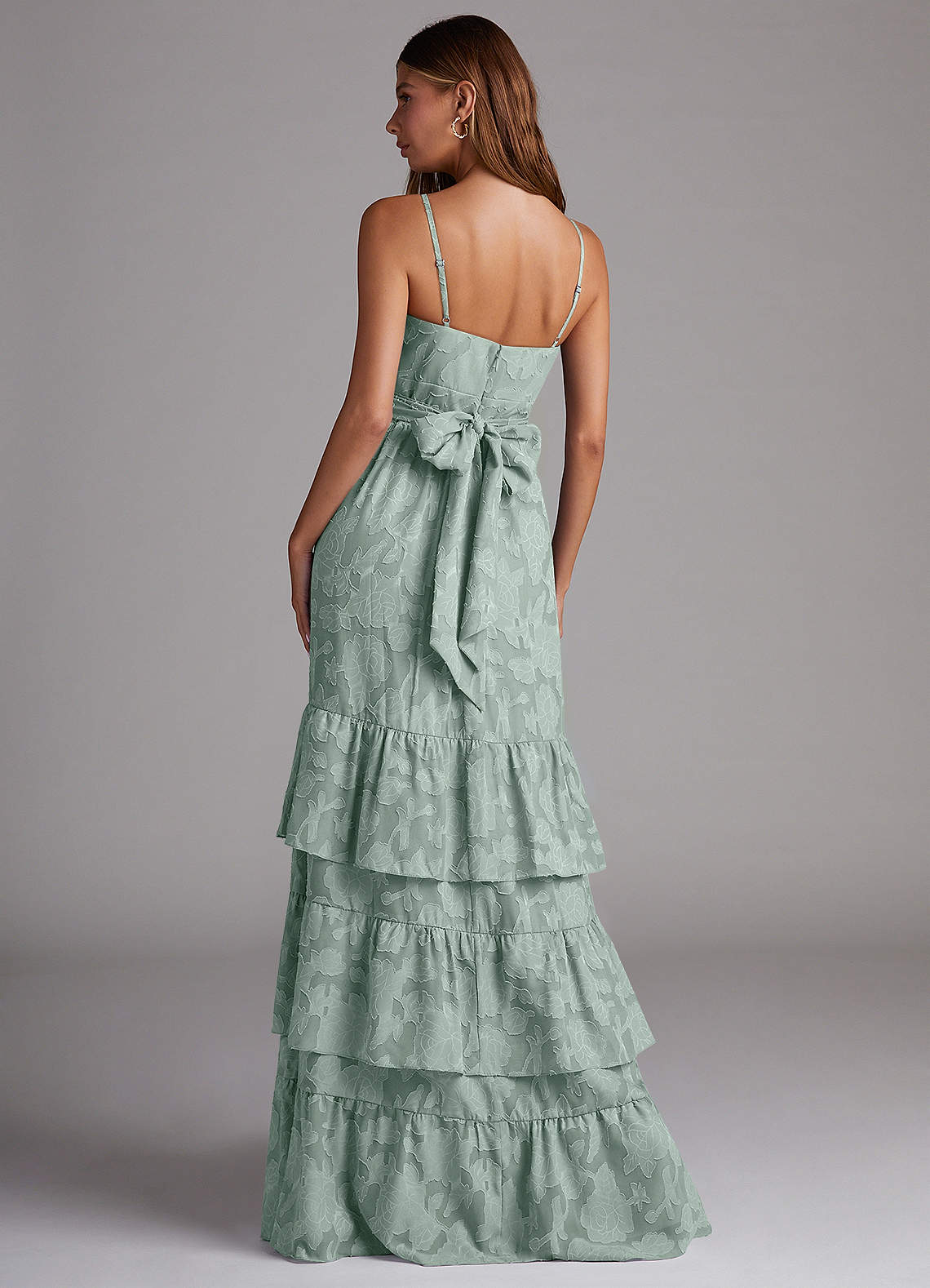 obnoxious bridesmaid dress Azazie Nathalia Agave Floral Burnout Dresses Color:Light Olive