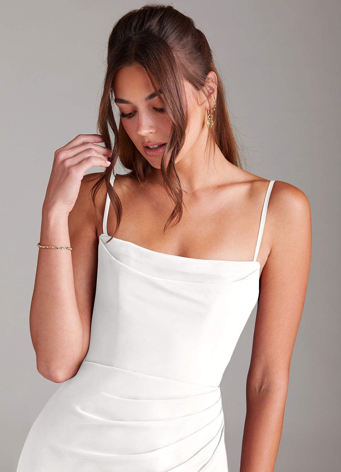 Azazie Leonis Bridesmaid Dresses White Mermaid Strapless Chiffon Convertible Dress image1