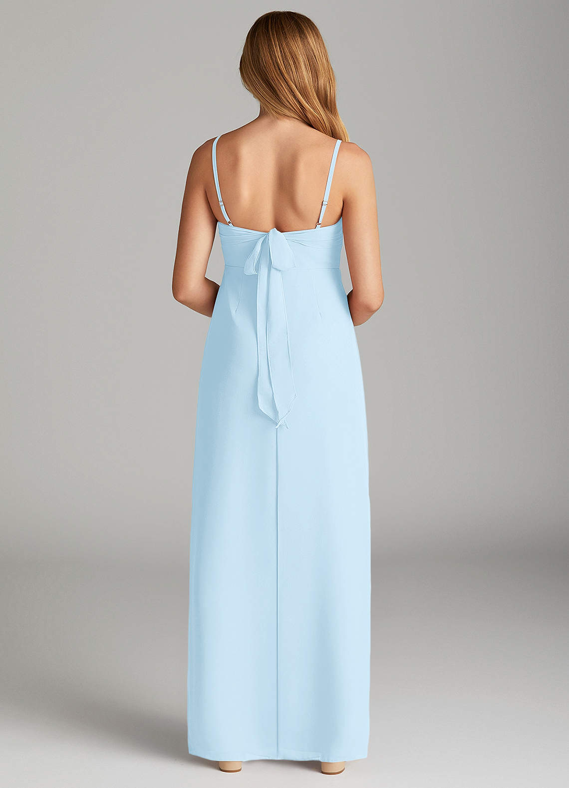 Azazie Mai Junior Sky Blue Sheath Pleated Chiffon Dress image1