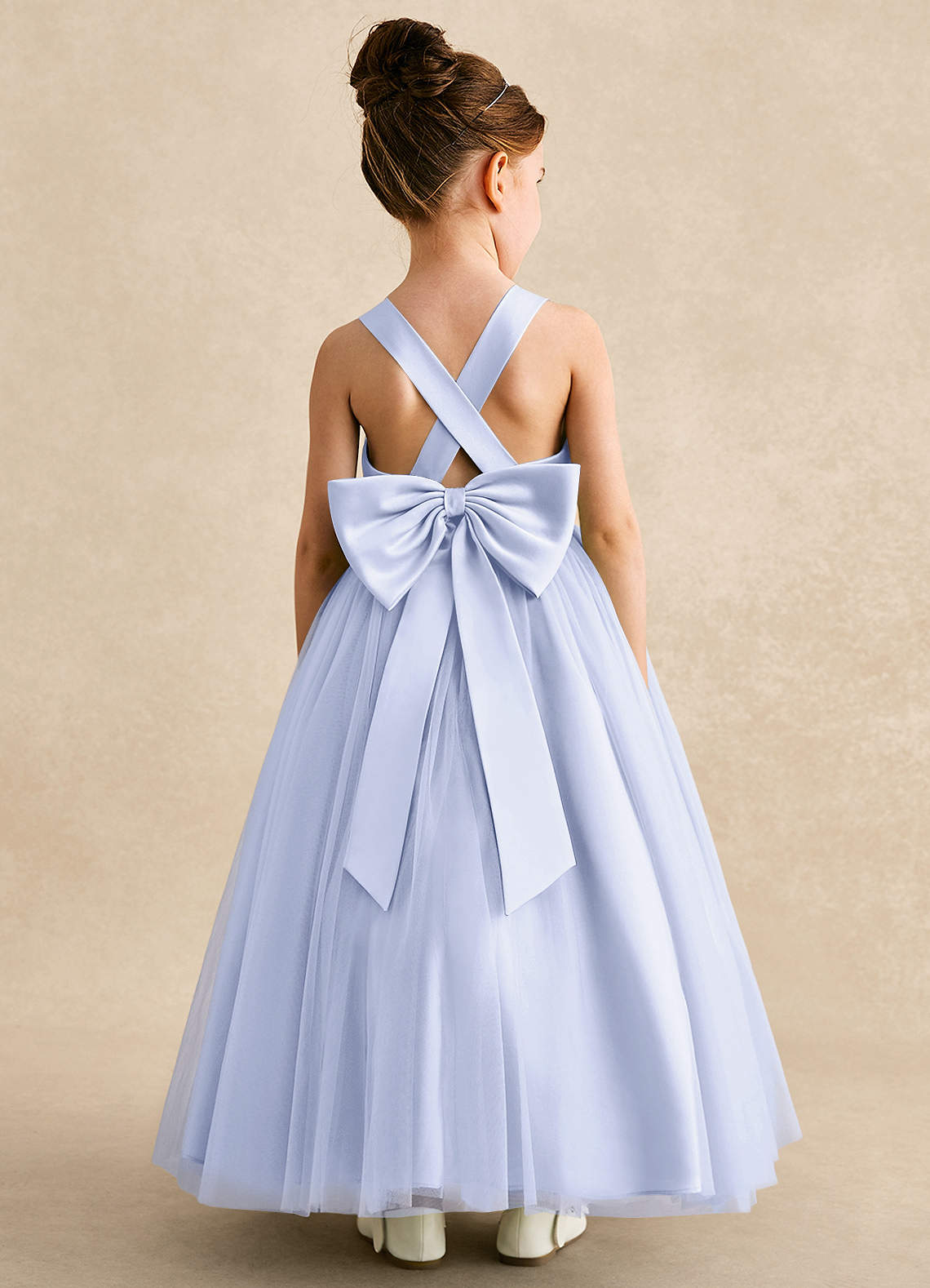 Azazie Peanut Flower Girl Dresses Lavender A-Line Strap Tulle Dress image1