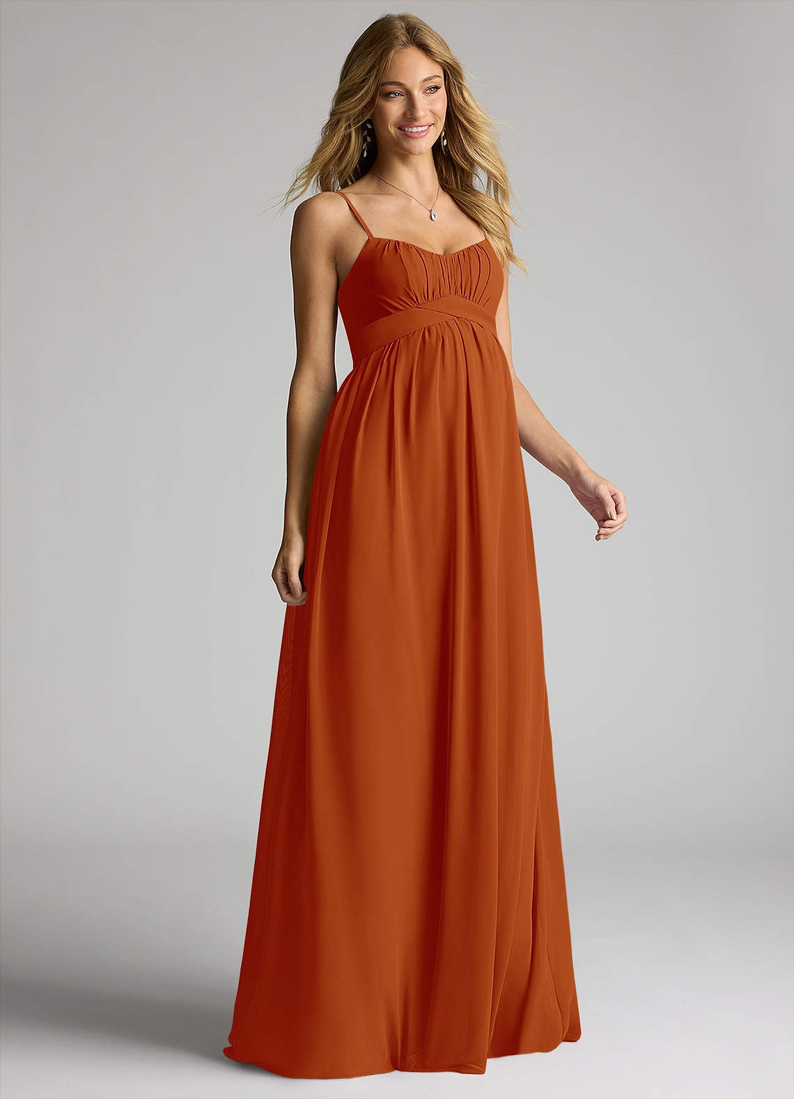 Azazie Llana Maternity Bridesmaid Dresses A-Line Chiffon Floor-Length Dress image1