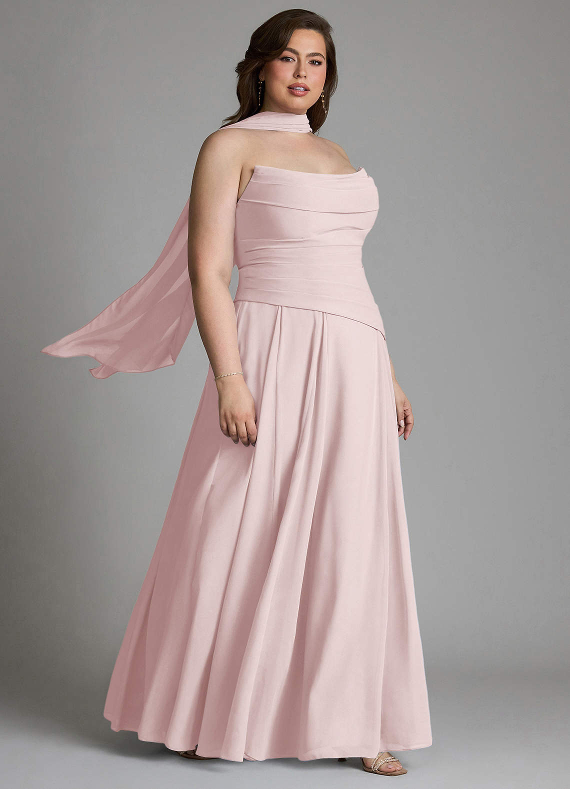 Azazie Gabriela Bridesmaid Dresses Blushing Pink A-Line Corset Chiffon Dress image18