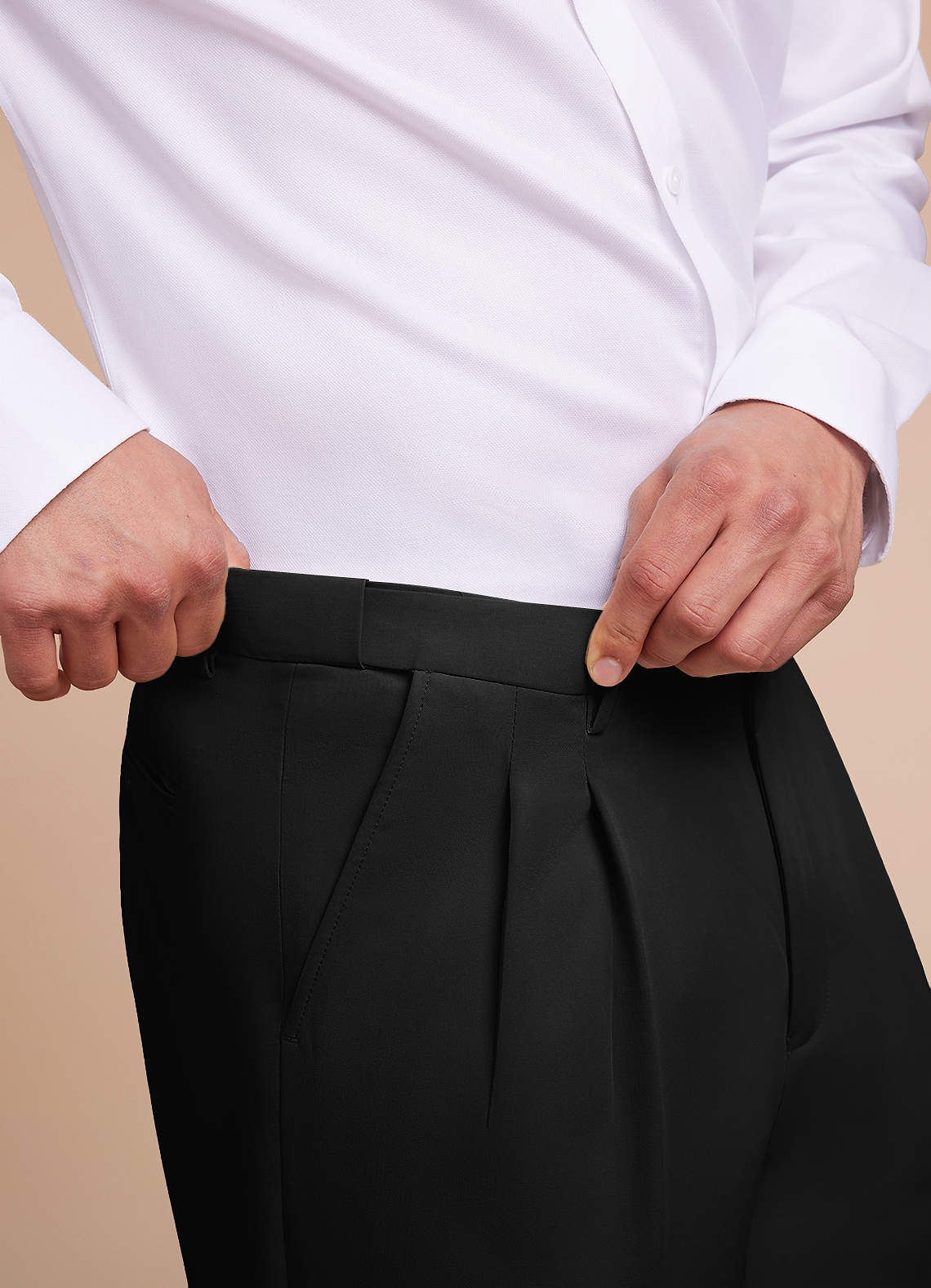 front Owen Black Lightweight Tailored Dress Pants