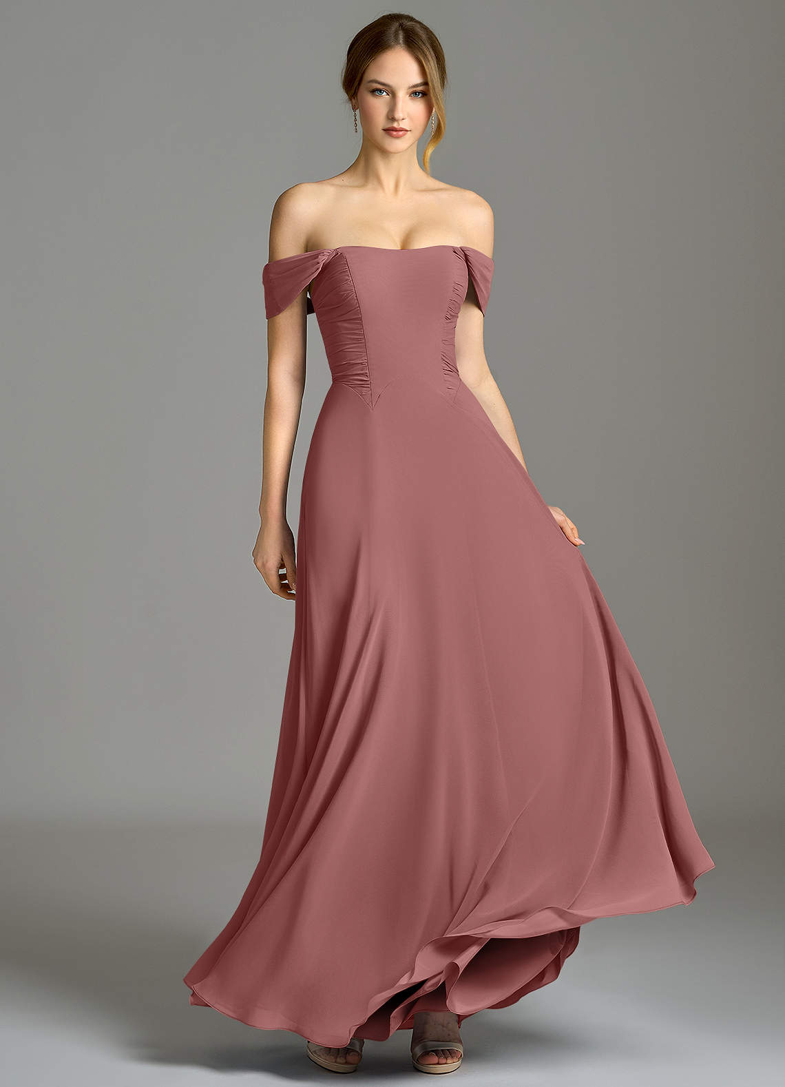 Azazie Oasis Ready to Ship Desert Rose Chiffon Bridesmaid Dresses