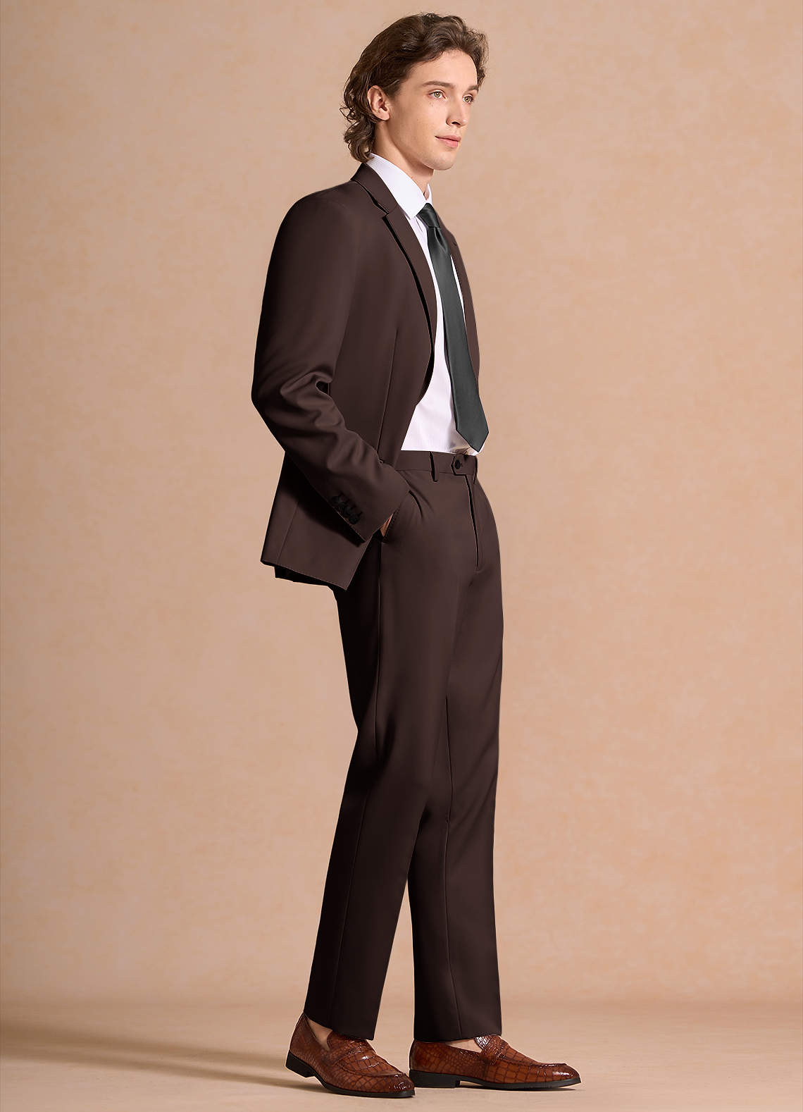 front James Ganache Structured Stretch Suit