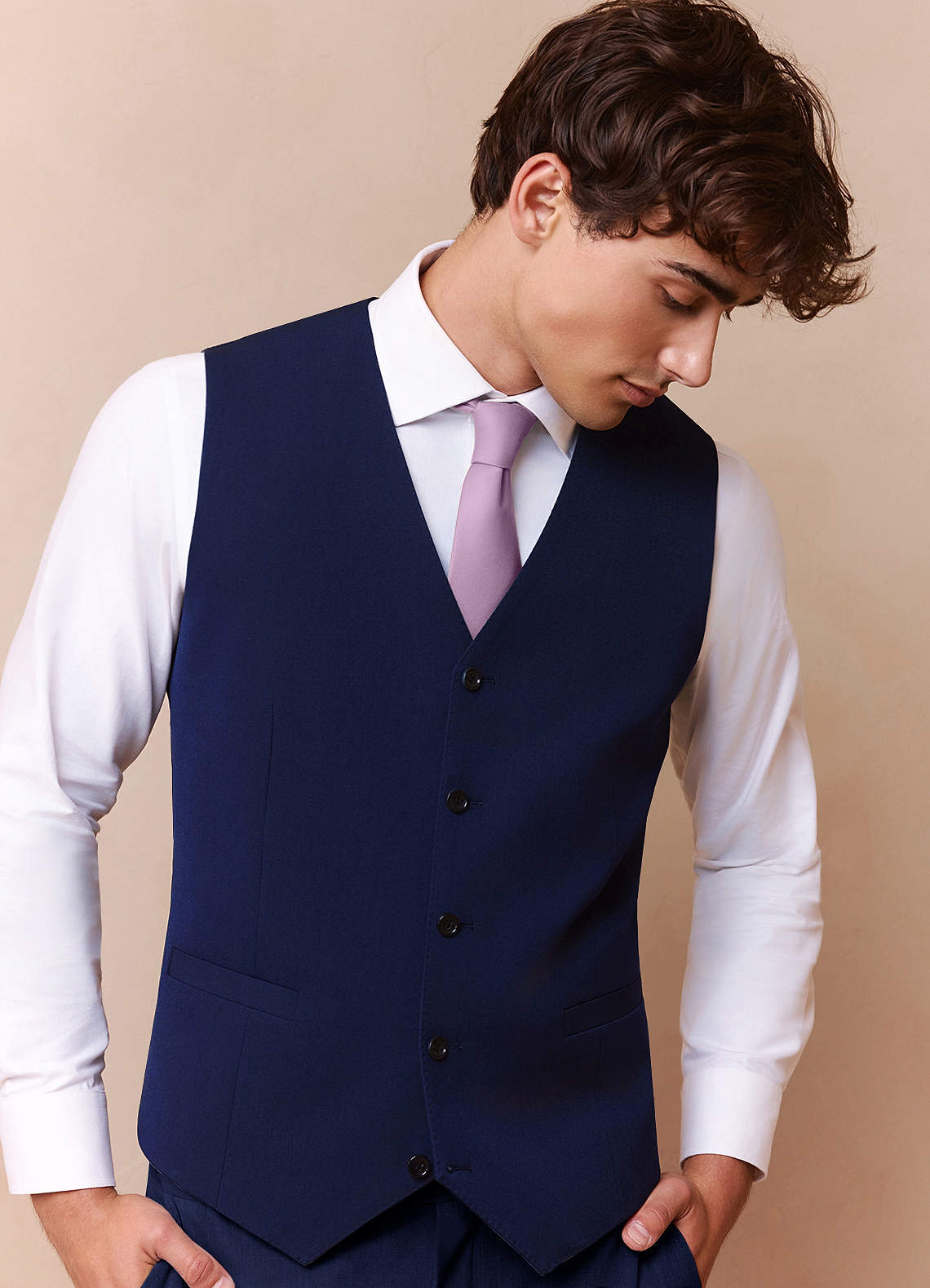 front Savile Blue Wool Blend Suit Vest