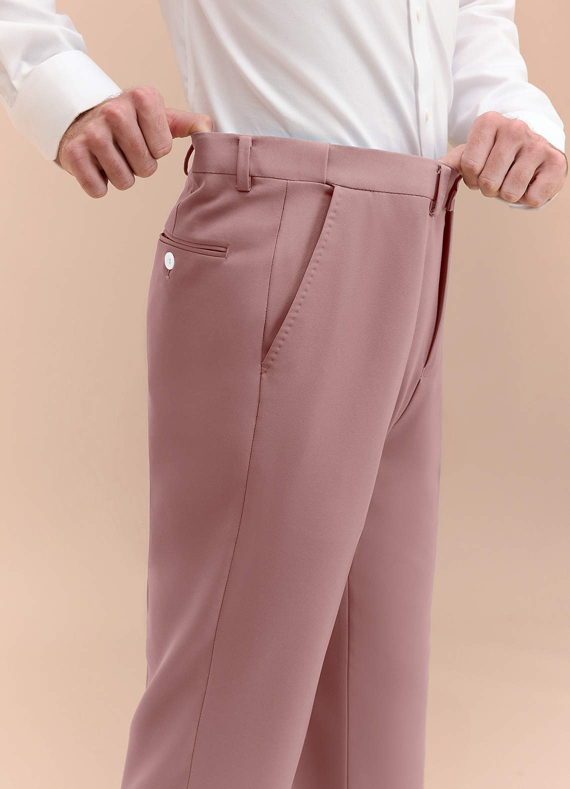 front James Dusty Rose Structured Stretch Dress Pants