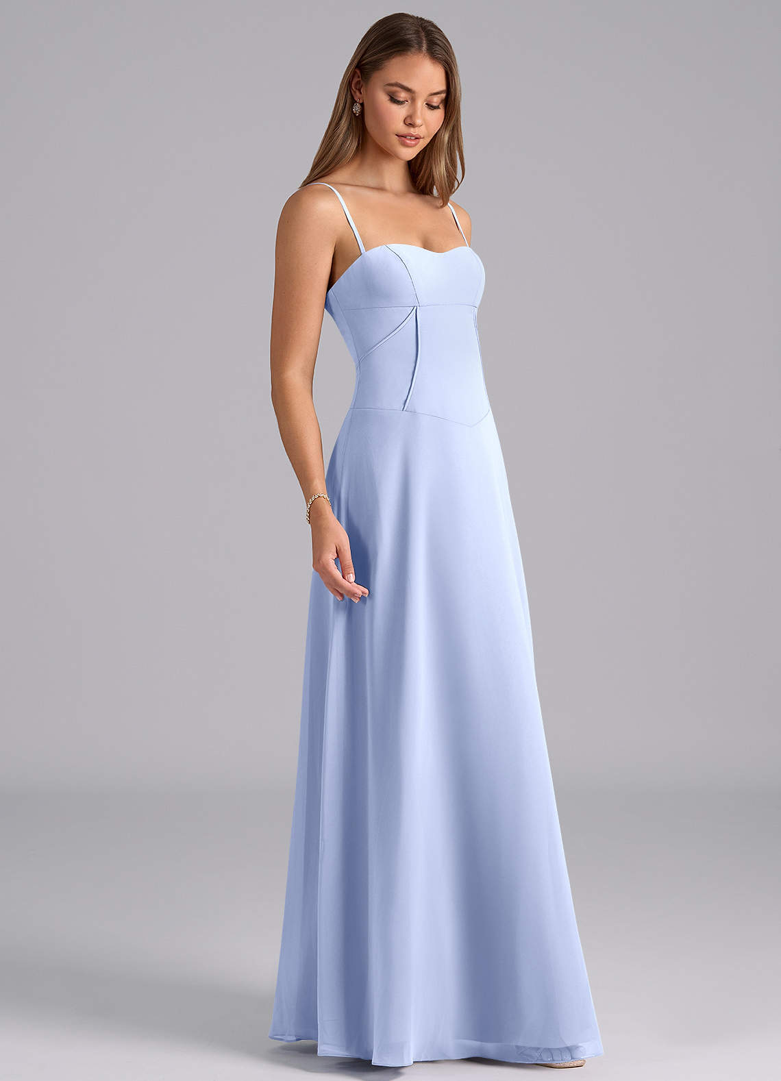 Azazie Valentine Vestidos de madrinha de casamento Vestido Gelo de Chiffon de Linha A com Espartilho image4