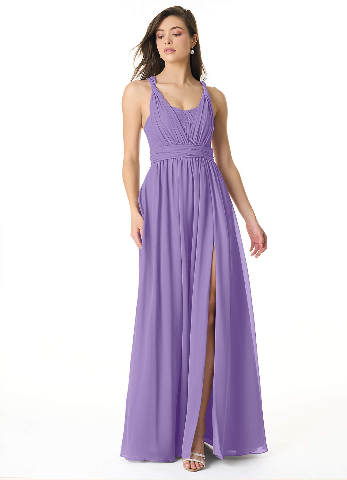 Azazie Olani Bridesmaid Dresses Tahiti A-Line Off the Shoulder Chiffon Convertible Dress image1