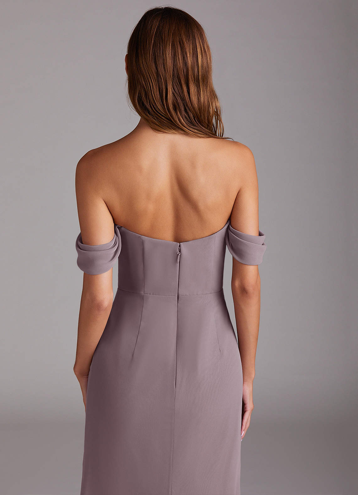 Azazie Saige Bridesmaid Dresses Dusk A-Line Off the Shoulder Chiffon Convertible Dress image5
