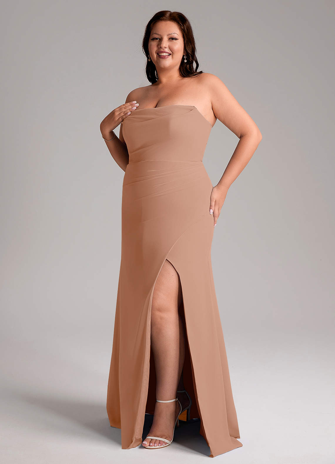 sachin and babi light blue dress Azazie bridesmaid dress maternity champagne rose