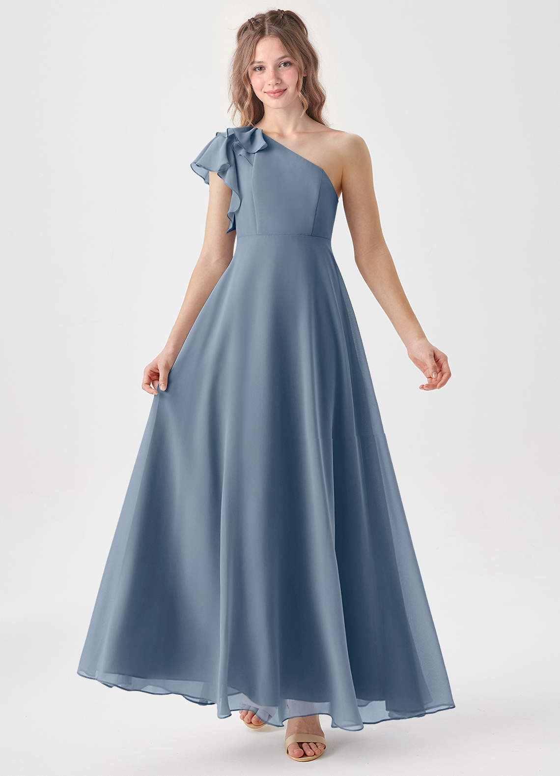 Azazie Arabella Junior Twilight A-Line Ruched Chiffon Dress image1