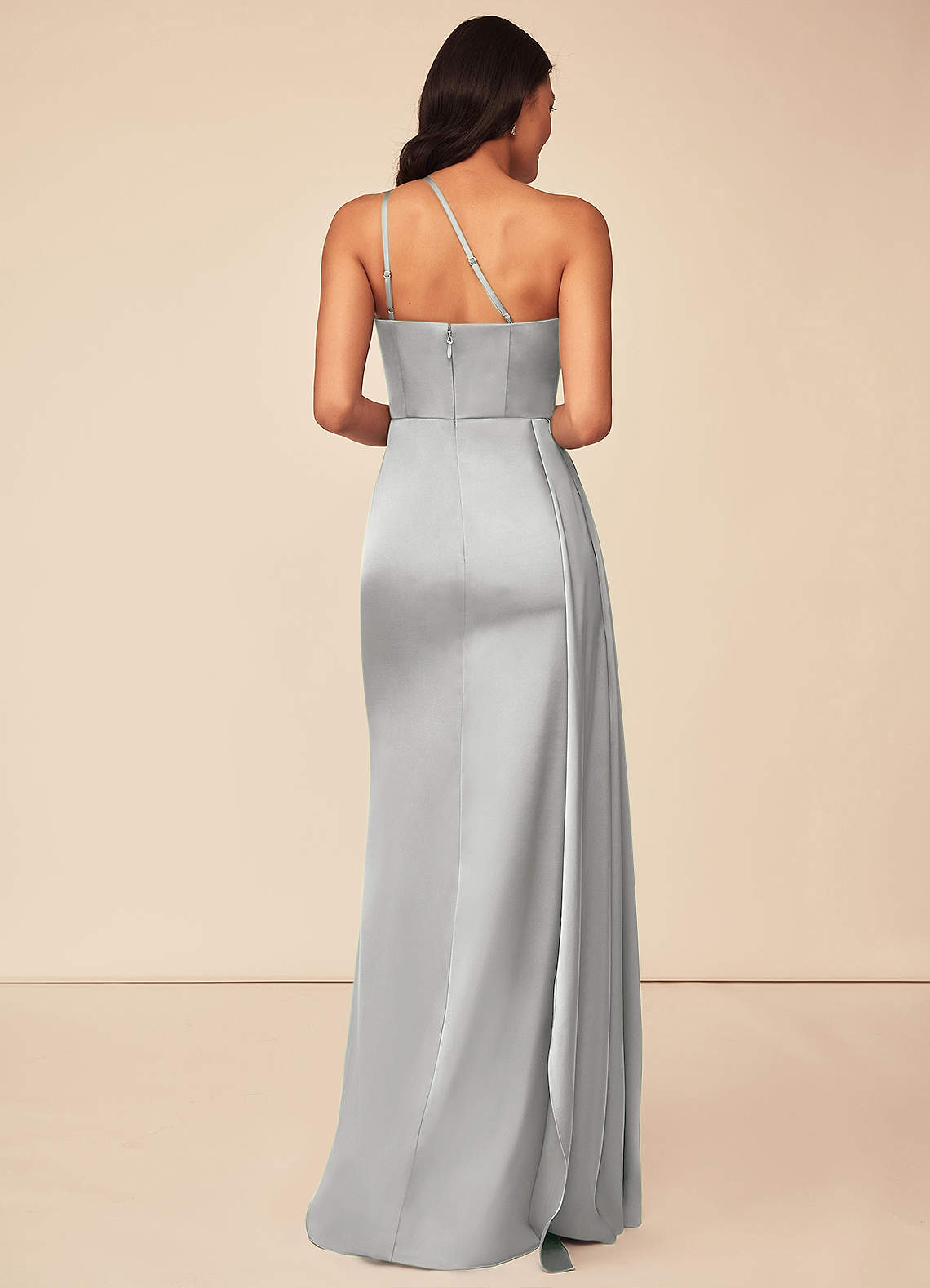 Azazie Maron Silver Stretch Satin Bridesmaid Dresses | Azazie DE