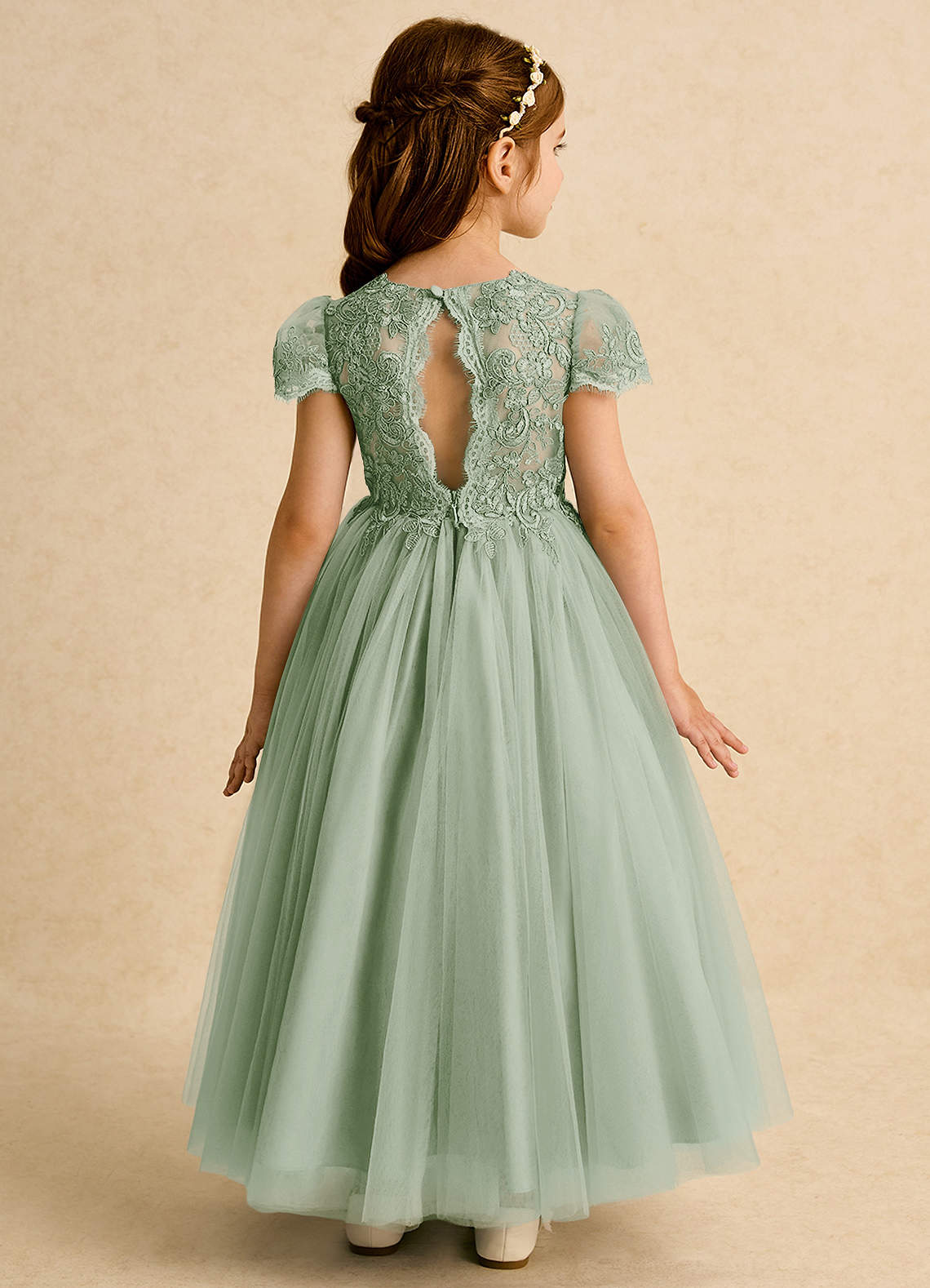 Azazie Puff Dusty Sage Ball-Gown Lace Tulle Dress | Azazie DE Azazie Puff Dusty Sage Ball-Gown Lace Tulle Dress | Azazie DE