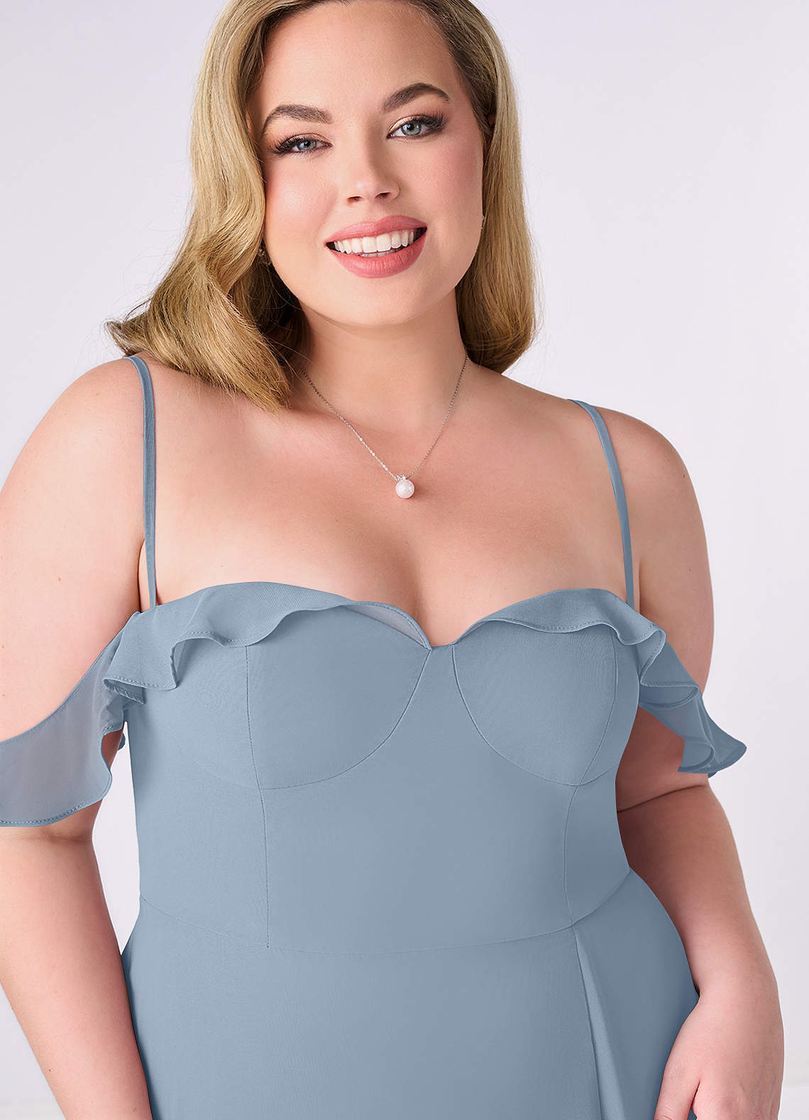 Barbie AZAZIE 1009 Ready to Ship Dusty Blue Chiffon Bridesmaid Dresses | Azazie Barbie AZAZIE 1009 Ready to Ship Dusty Blue Chiffon Bridesmaid Dresses | Azazie
